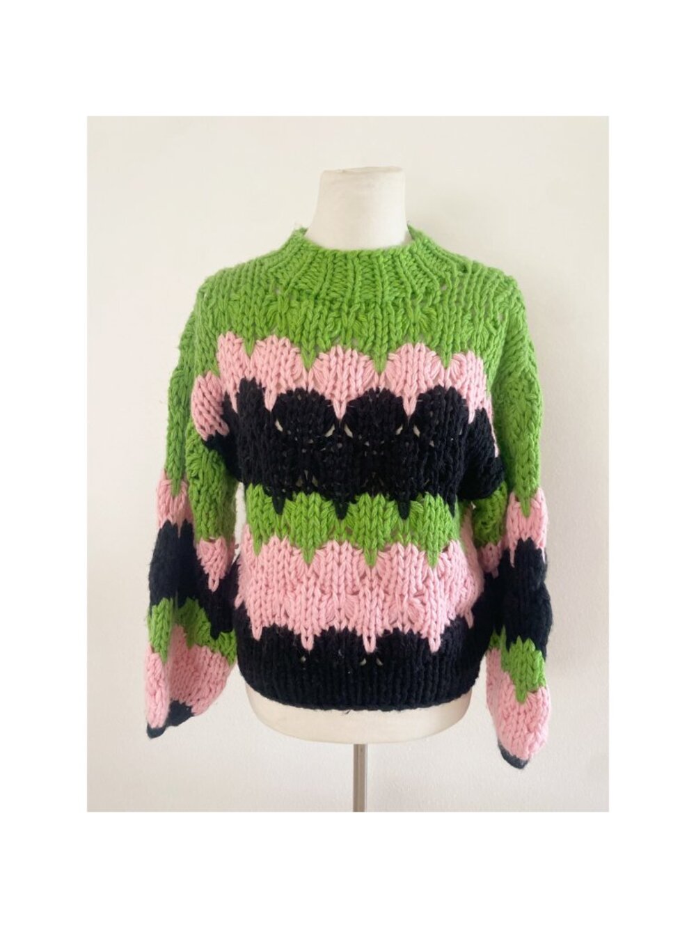 BTB Los Angeles Sasha Chunky Sweater Striped Wool Blend